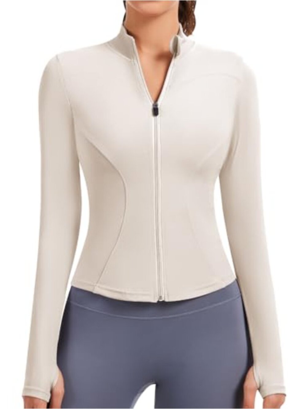 Slim Fit Athletic Jacket Long Sleeve Full Zip Thumb Holes